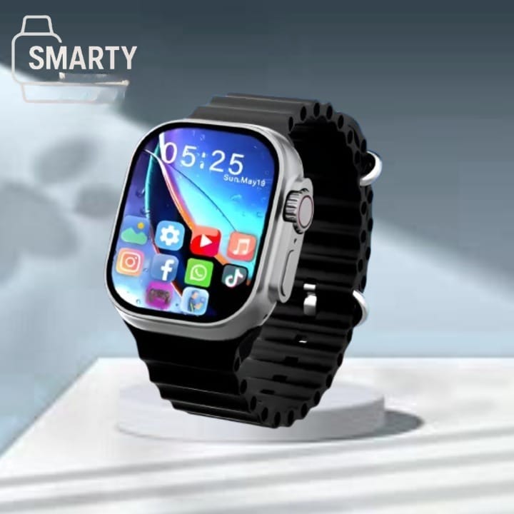 Advanced Smartwatch with Black Strap and Square Display