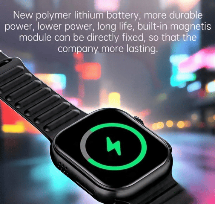 Advanced Smartwatch with Black Strap and Square Display