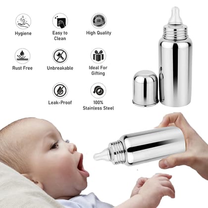 JCyourstore Steel Baby Feeding Bottle with Nipple and Cap 300