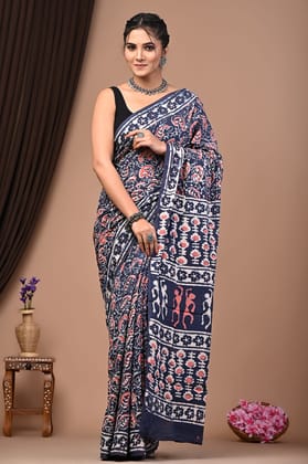 JAIPUR HANDBLOCK PRINT Exclusive collection of Bagru and Dabu handblock printed pure Cotton Mulmul Sarees with blouse piece.