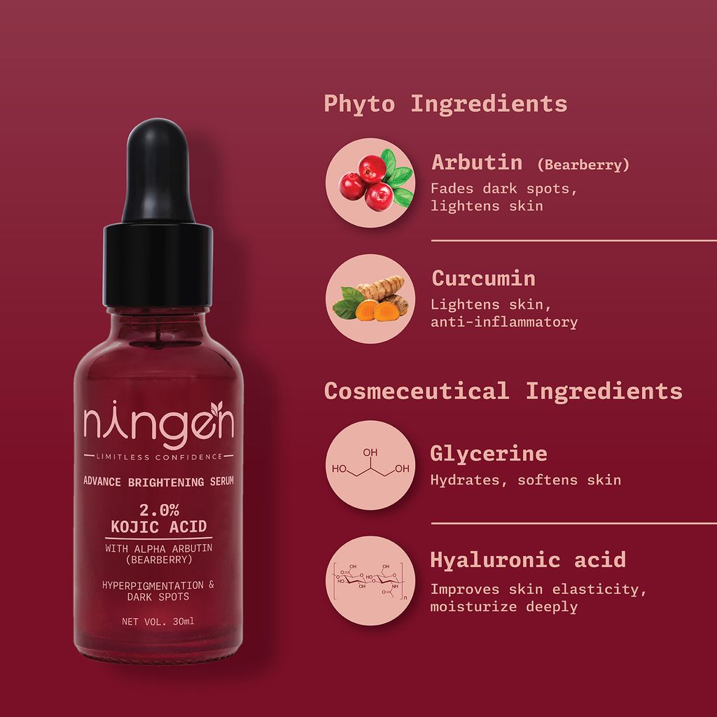 Ningen Advance Brightening Serum - Kojic Acid Powered Face Serum | Face Brightening Face Serum