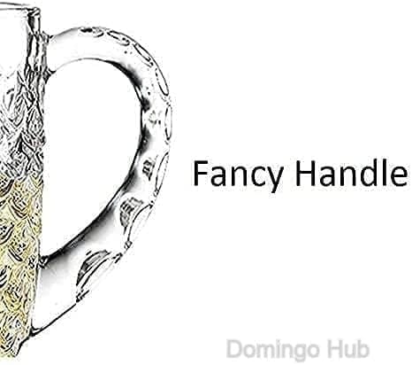 Italian Premium Glass Water Jug with Plastic Lid & Handle | 1.3 Littre |Transparent Carafe for Home, Office | Pitcher for Serve Water, Milk, Juice, Beverage, Chaas, Cocktail |