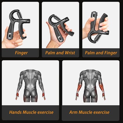 Qawvler Hand Gripper Digital Counter Adjustable (5kg - 60kg) Strengthener Men & Women for Gym Workout Solid Grip Handles Stainless Steel Spring Black (Pack of 1)