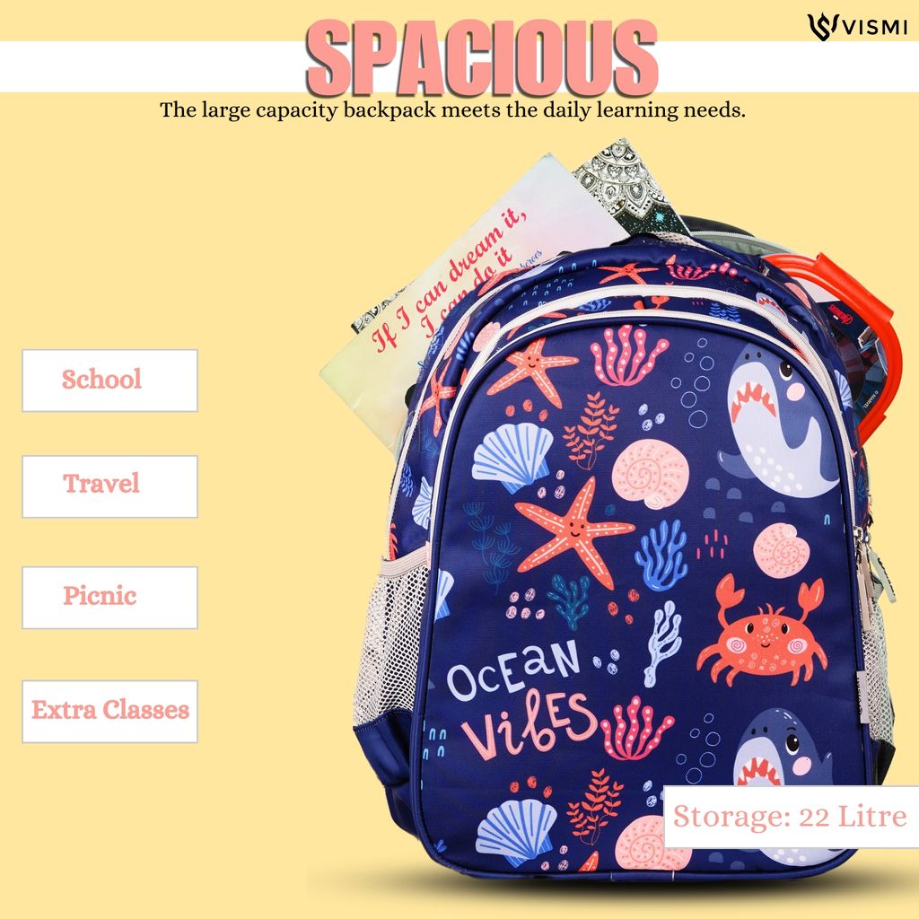 VISMIINTREND School Backpack Bags for Kids | School Bags | Water Resistant | Casual | Picnic | Travel | 5 to 10 Years School Backpack | Bag for Boys | Girls