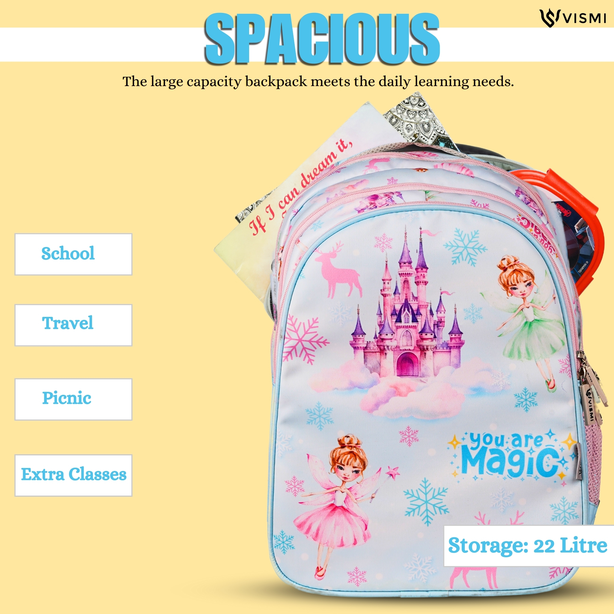 VISMIINTREND School Backpack Bags for Kids | School Bags | Water Resistant | Casual | Picnic | Travel | 5 to 10 Years School Backpack | Bag for Boys | Girls