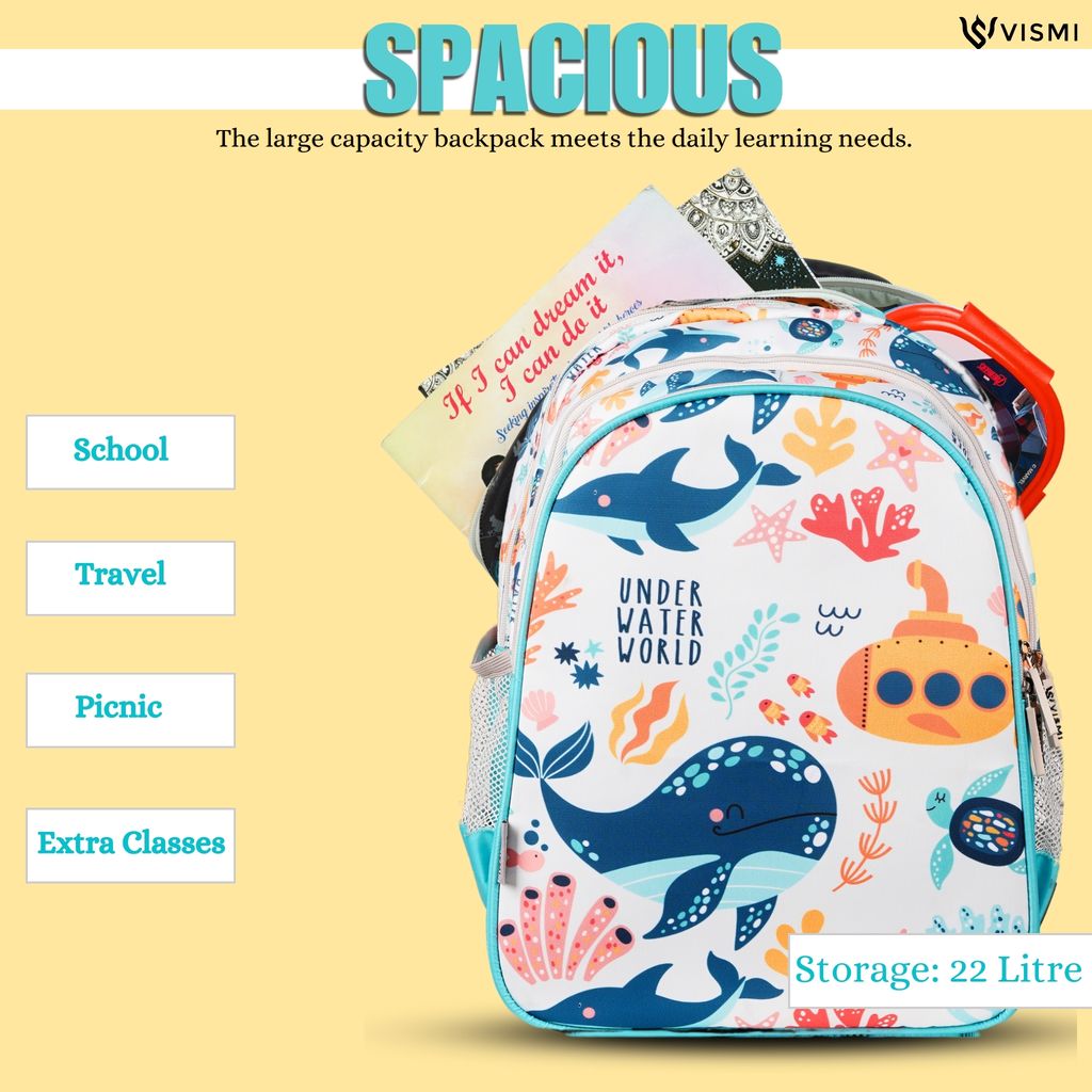 VISMIINTREND School Backpack Bags for Kids | School Bags | Water Resistant | Casual | Picnic | Travel | 5 to 10 Years School Backpack | Bag for Boys | Girls