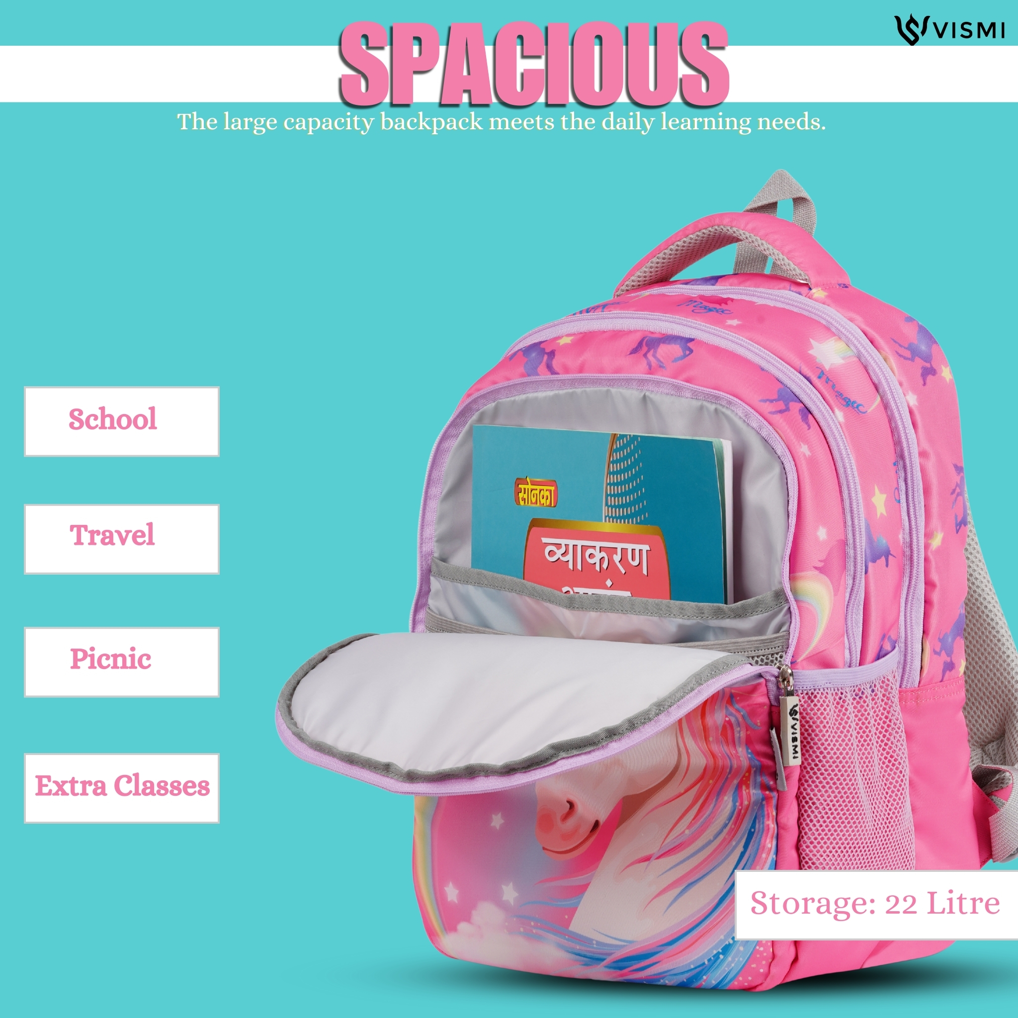 VISMIINTREND School Backpack Bags for Kids | School Bags | Water Resistant | Casual | Picnic | Travel | 5 to 10 Years School Backpack | Bag for Boys | Girls