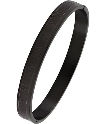 The Jewelbox Italian Roman Black 316L Surgical Stainless Steel Openable Bangle Kada Bracelet For Men Boys