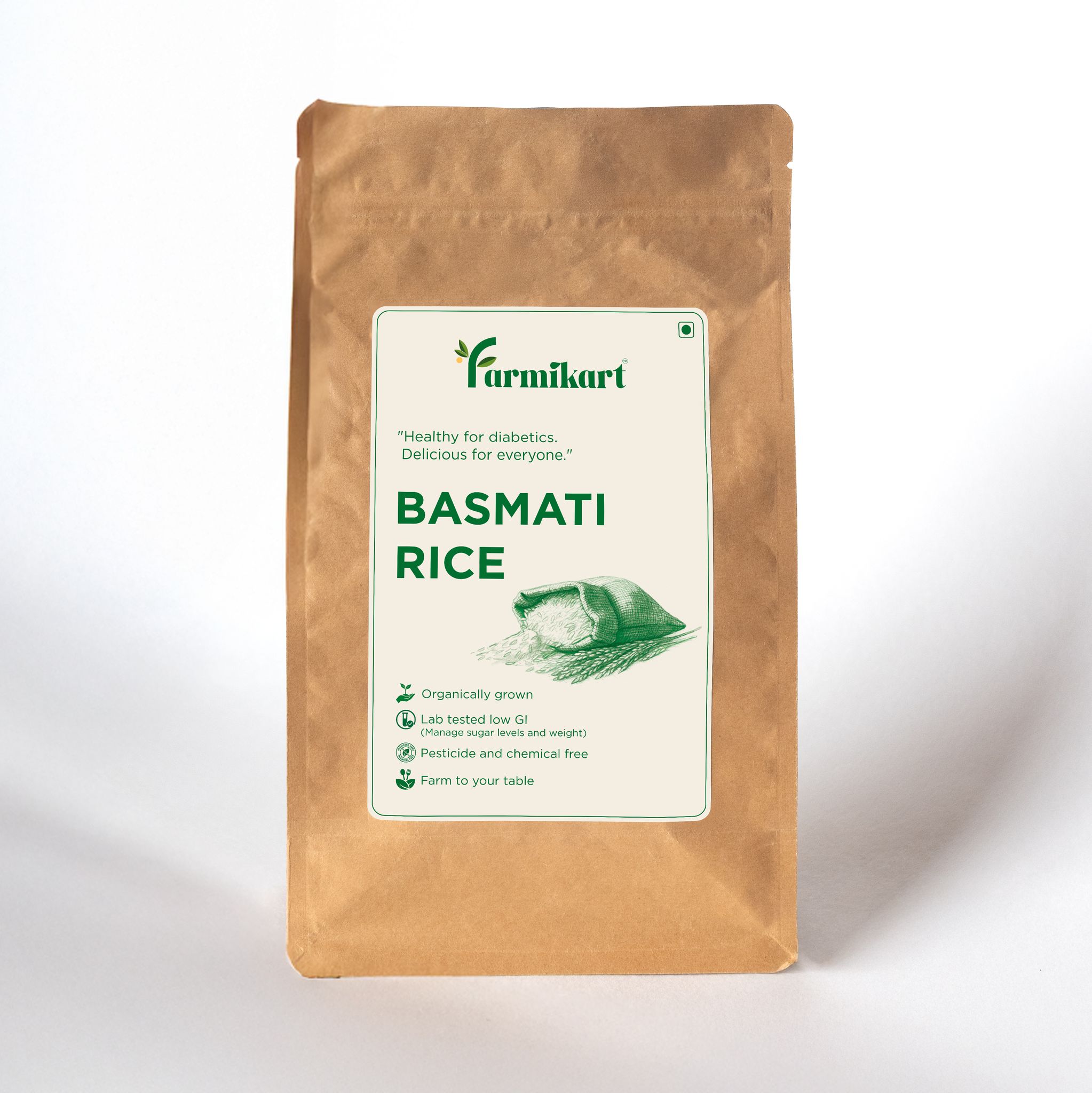 Farmikart Diabetic-Friendly Basmati Rice 1kg | Lab-Tested Low Sugar | Low GI | Naturally Grown | Supports Healthy Blood Sugar & Weight Management