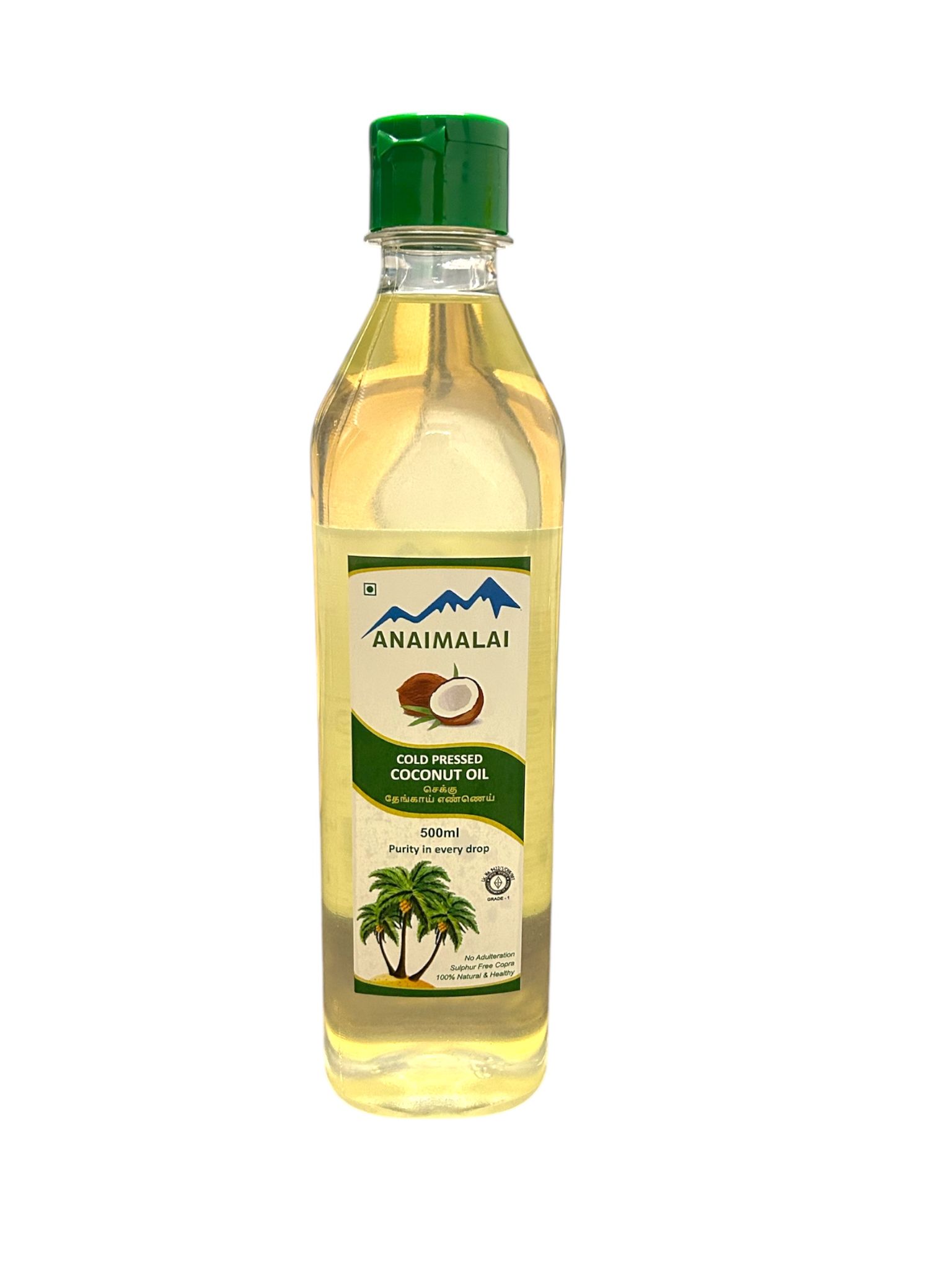 Anaimalai Cold Pressed Coconut Oil - Pure & Healthy - 500ml