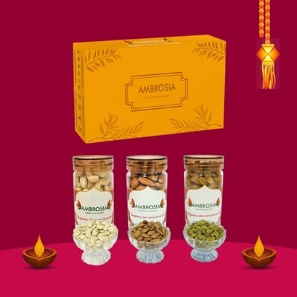 Ambrosia Diwali Dry Fruits Gift Box 340g - Diwali Gift Hamper | Festive Dry Fruit Gift |Almonds, Cashew & Raisins
