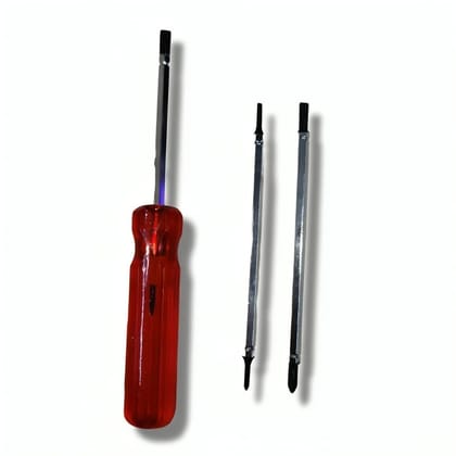 H9 6-in-1 Reversible Screwdriver Set with Hexagon Rod, Extra Hard Tips (Flat & PH2), 100mm x 6mm, Orange Red
