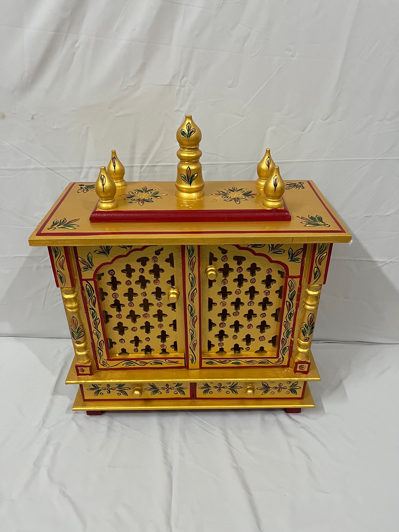Handcrafted Wooden Temple Pooja Mandir for Home & Office Traditional Indian Mandap