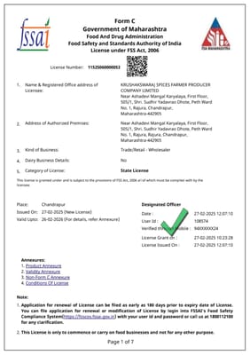Krushakswaraj Spices Farmer Producer Company Limited