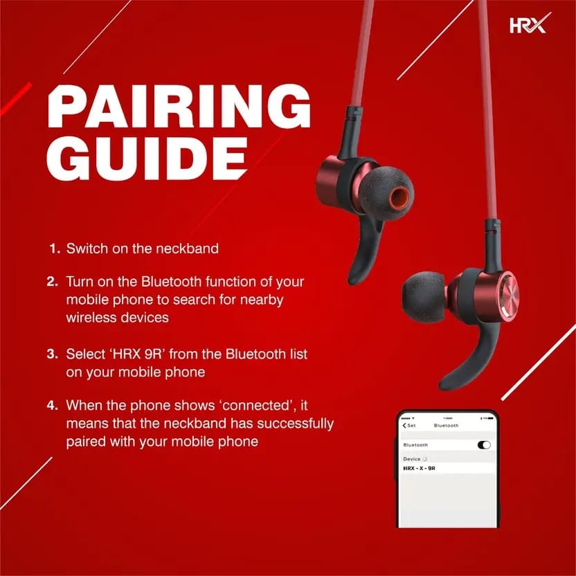 HRX 9R_3 Bluetooth  (Blazing Red, In the Ear)