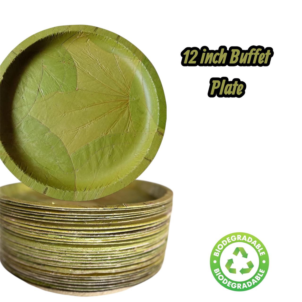 12'' Natural Leaf Buffet Plates | Eco-Friendly Disposable