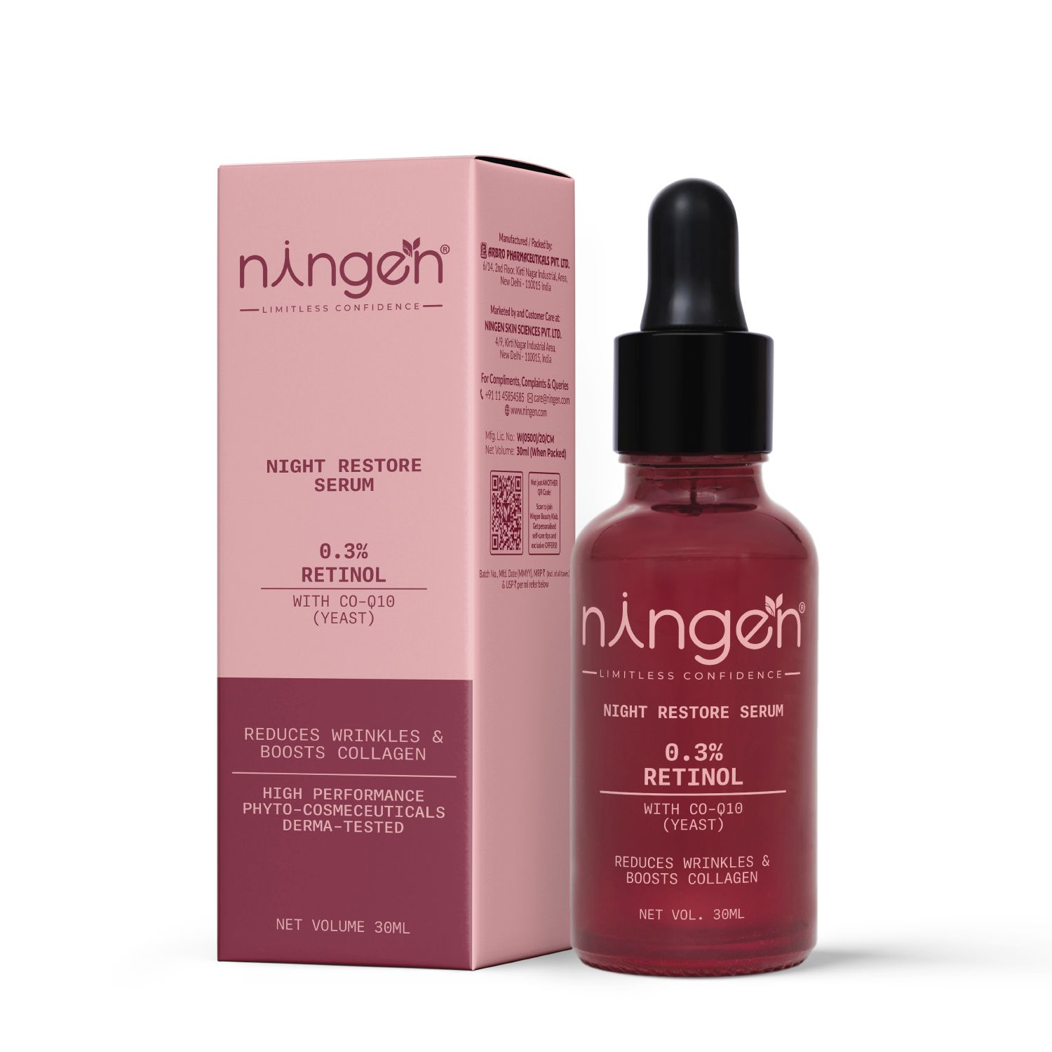 Ningen Night Restore Face Serum | Nighttime Face Serum for Boosted Collagen & Fine Line Reduction