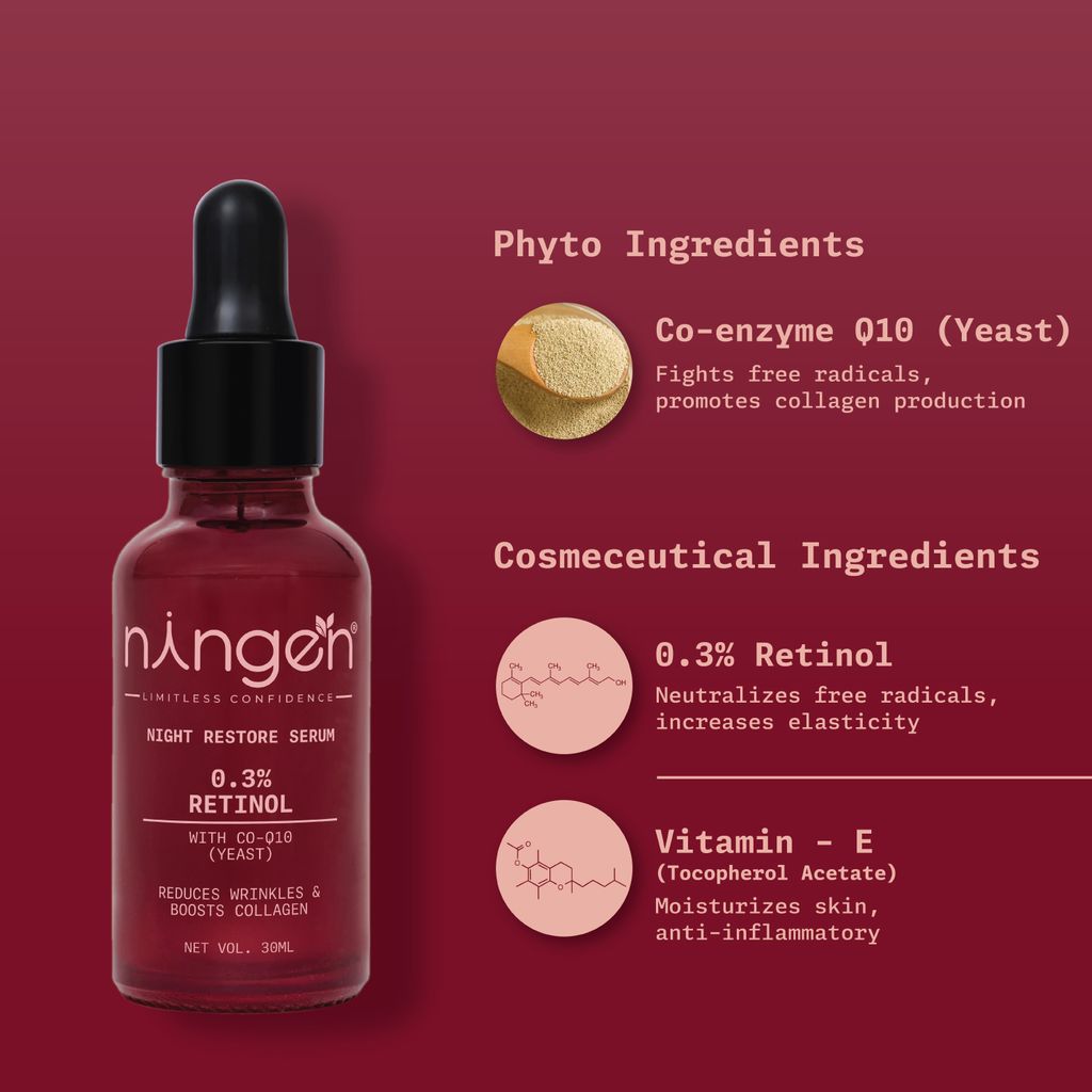 Ningen Night Restore Face Serum | Nighttime Face Serum for Boosted Collagen & Fine Line Reduction