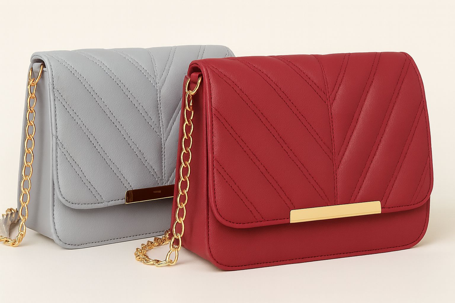 Bombay Luxe Duo Crossbody Set – Gray & Maroon