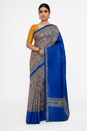 Royal Blue Handloom Saree with Intricate Madhubani Motifs Royal Blue Handloom Saree with Intricate Madhubani Motifs