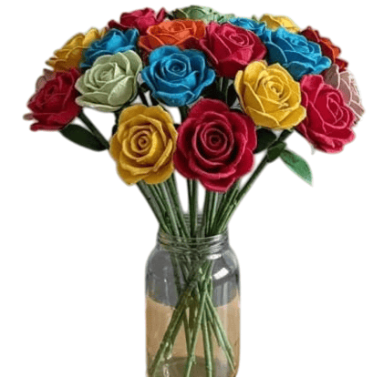 Fabric Rose Bouquet In Glass Jar Fabric Rose Bouquet In Glass Jar