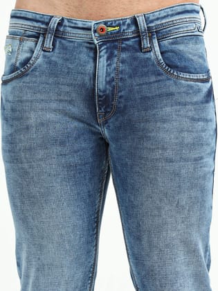 Men's Stretchable Knitted Mid Blue Slim Fit Jeans | Rick Rogue-38