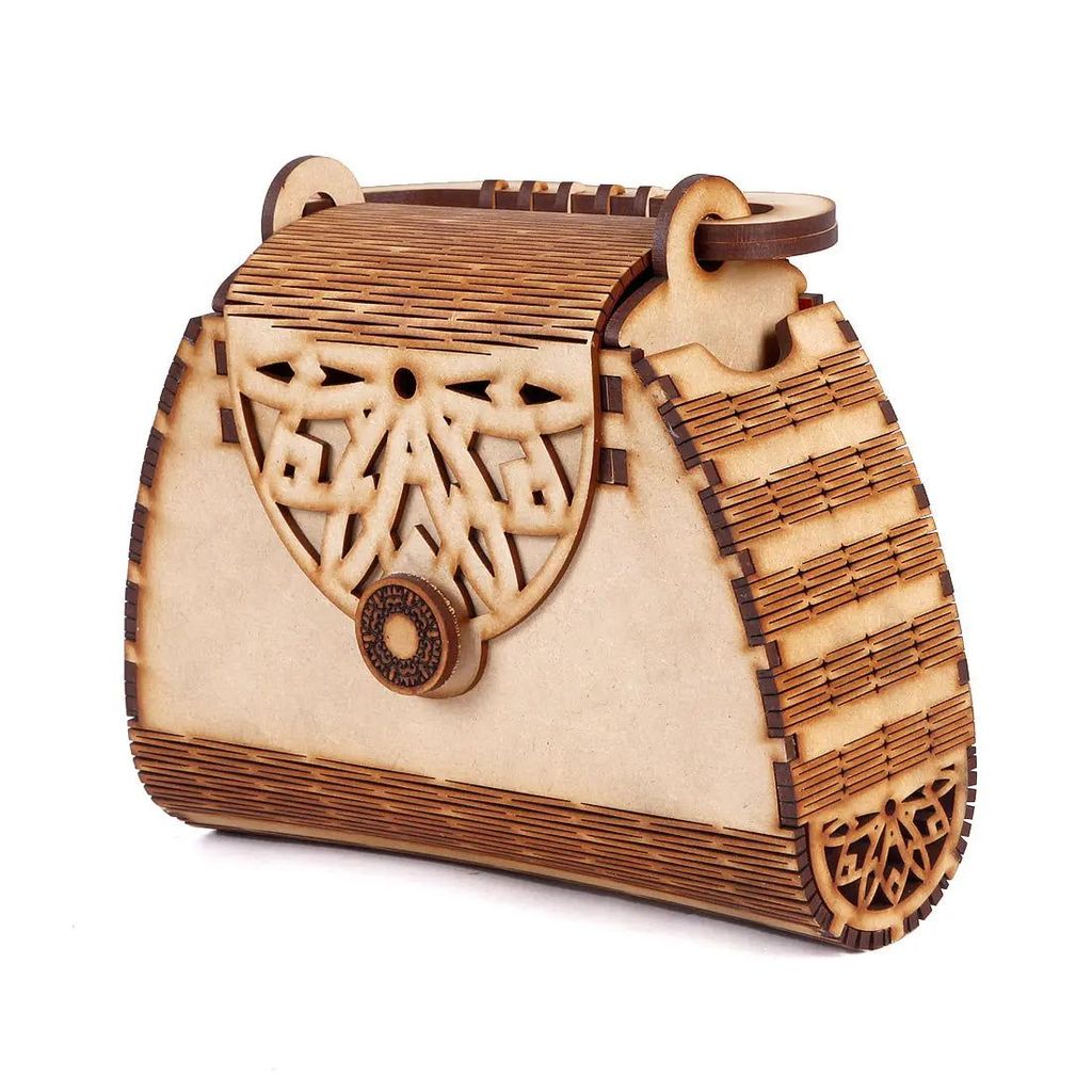 Women's Handcrafted Wooden Light Weight Unique Purse Handbag
