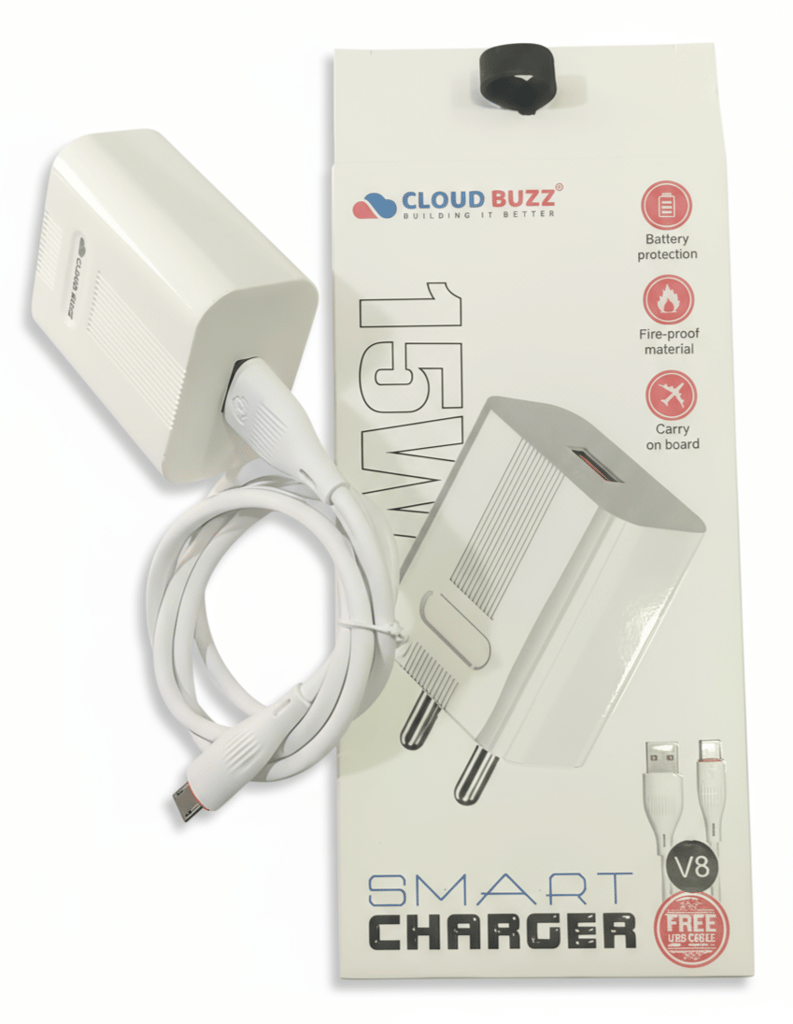 CLOUD BUZZ 15W Smart Charger with USB Cable - Battery Protection