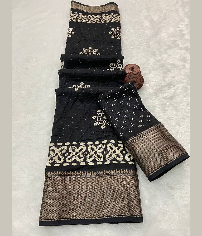 Bhuwal Fashion Art Silk Printed Saree With Unstitched Blouse Piece ( Red )