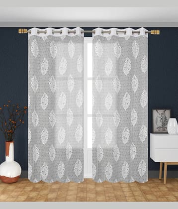 Homefab India Nature Transparent Eyelet Curtain 9 ft ( Pack of 2 ) - Green