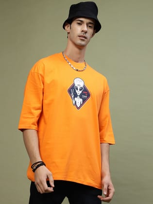 Came In Peace Neon Drop-shoulder Orange Oversized Tee by Gavin Paris-S / Orange