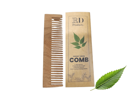 RD Products Pocket Neem Wooden Comb | Compact & Travel-Friendly | Natural Hair Comb for Men & Women | Gentle on Scalp, Helps Reduce Frizz & Hair Fall