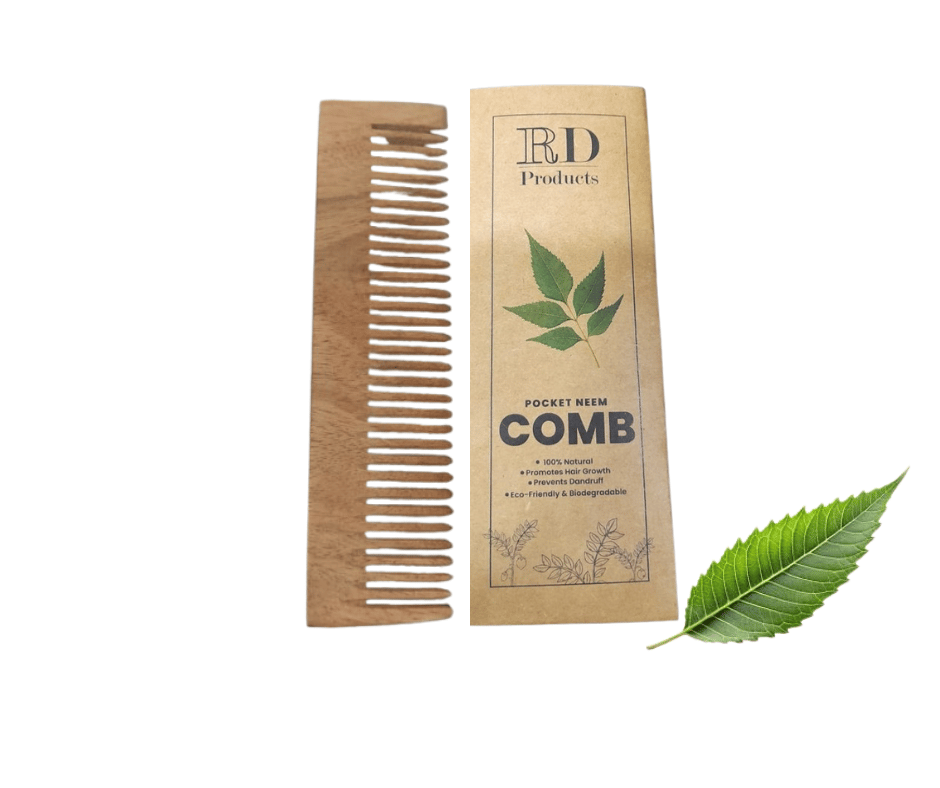 RD Products Pocket Neem Wooden Comb | Compact & Travel-Friendly | Natural Hair Comb for Men & Women | Gentle on Scalp, Helps Reduce Frizz & Hair Fall