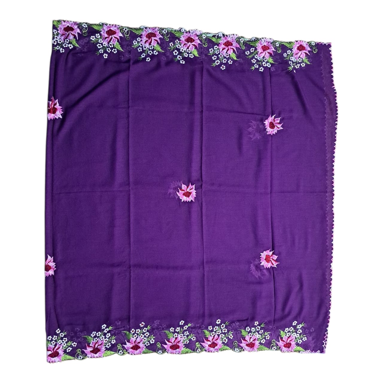 Elegant Purple Floral Embroidered Dupatta Shawl for Women