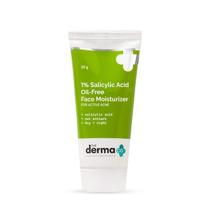 The Derma Co 1% Salicylic Acid Oil-free Moisturizer for Face With Oat Extract For Active Acne (50 g) The Derma Co 1% Salicylic Acid Oil-free Moisturizer for Face With Oat Extract For Active Acne (50 g)