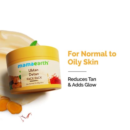Mamaearth Ubtan Detan Face Pack Reduces Tan, Adds Glow, with Saffron & Turmeric for Radiant Skin (200g)