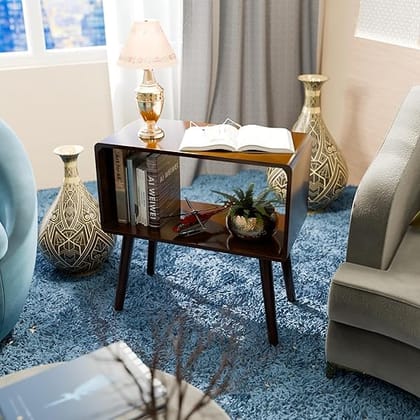 Bookcase Nightstand, End Table,Bed Side Table for Small Spaces Magazine Stand with Storage Engineered Wood Wooden Bedside Table, Coffee Table, Living Room/Bedroom (Full Brown)