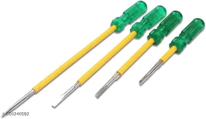 4-Piece Insulated Screwdriver & Voltage Tester Set with Green Handles