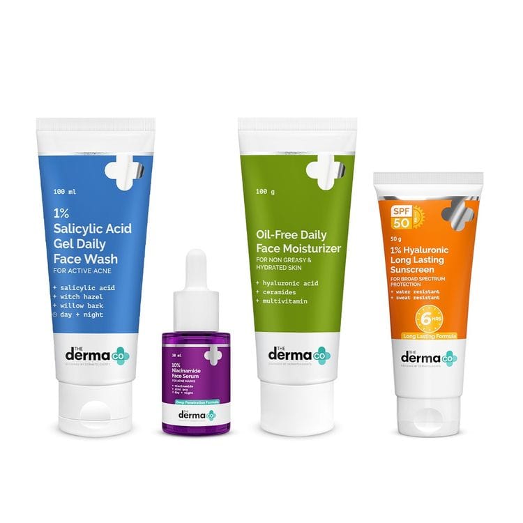 The Derma Co I-Beauty CSMS For Acne Prone Skin (100 ml+30 ml+100 gm+50gm) Pack of 4