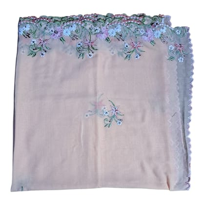 Light Peach Embroidered Chiffon Dupatta With Floral Design Light Peach Embroidered Chiffon Dupatta With Floral Design