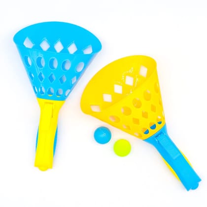 KTRS Enterprise Click and Catch Catching Twin Game - Launcher Twin Ball Hand twinball Set - Indoor Outdoor Sports Games for Children | Pop and Catch (Pack of 2 Psc)