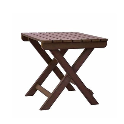 Handmade Wooden Outdoor Adirondack Natural Brown Foldable Coffee Table, Patio End Table for Poolside Garden, Living Room, Bedroom, Small Spaces (Square) 13 Inch