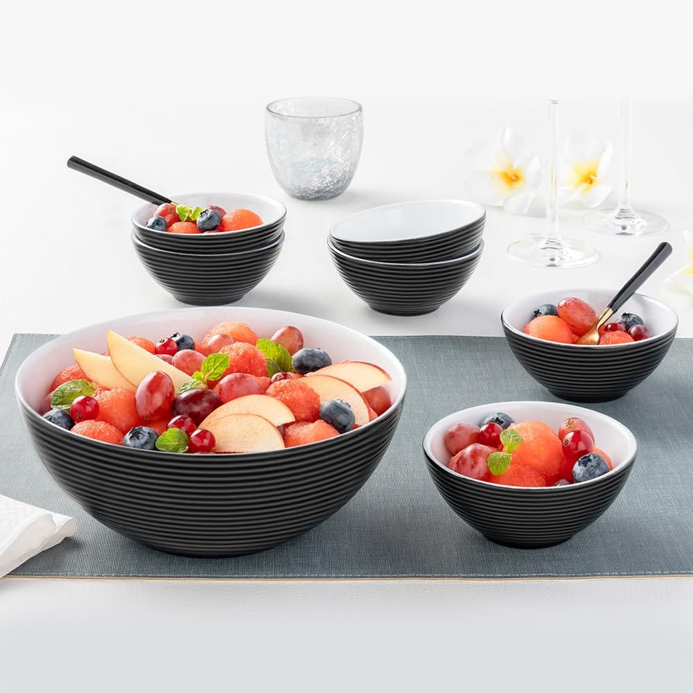 Larah by Borosil Orbit Series Opalware 7 Pcs Pudding Set | Microwave & Dishwasher Safe | Bone-Ash Free | Crockery Set for Dining & Gifting | Bowls Set