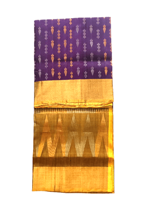 Purple & Gold uppada pattu Saree with Zari Butti & Geometric Pallu