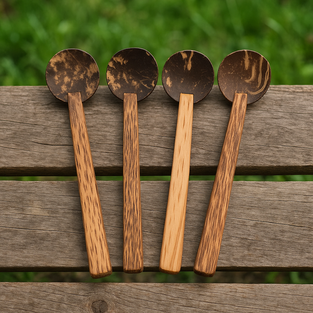 ECOCASK Coconut shell Cooking Ladle Set Of 4