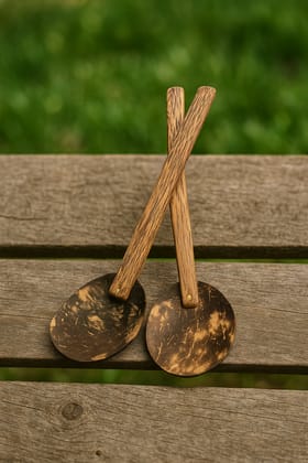 ECOCASK Coconut shell Cooking Ladle Set Of 4