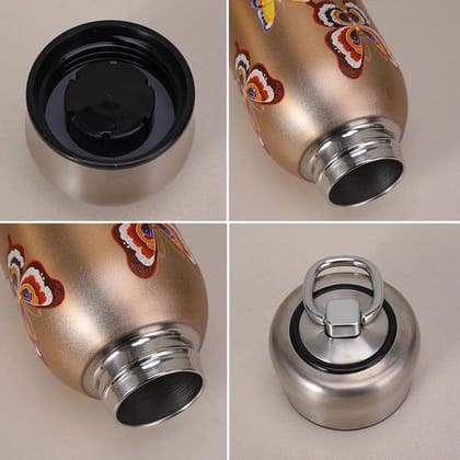 Blossom Floral Insulated Mini Thermos Bottle - Portable Stainless Steel Vacuum Flask with  Print