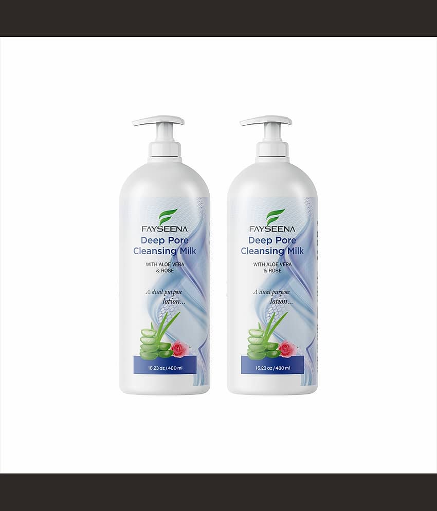 Fayseena Deep Pore Cleansing Milk With AloeVera & Rose -480 ml (Pack Of 2)
