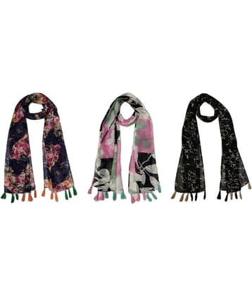 stolevilla Multi Printed Poly Cotton Yarn Stoles ( Pack of 3 )