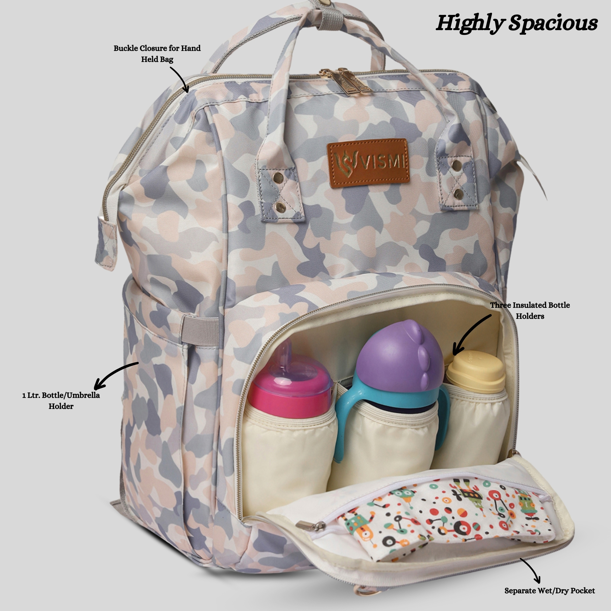 VISMIINTREND Diaper Backpack for Mother | Water Resistant | Anti Theft | Maternity Travel Backpack | Baby Shower Gift for | Girl | Boy